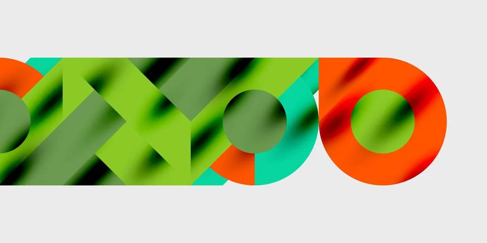 Modern abstract background featuring circles, lines, and triangles in a dynamic 스톡 일러스트