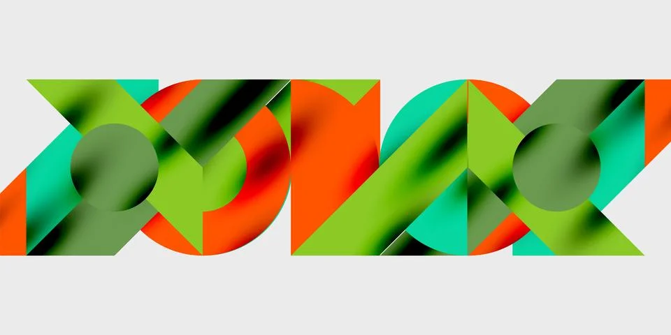 Modern abstract background featuring circles, lines, and triangles in a dynamic Stock Illustration
