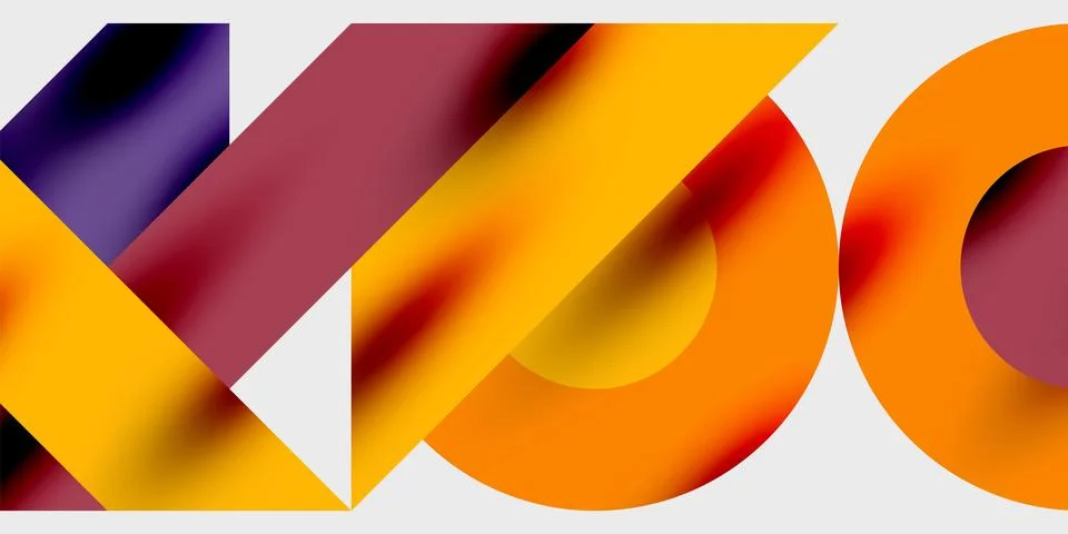 Modern abstract background featuring circles, lines, and triangles in a dynamic Illustrazione stock