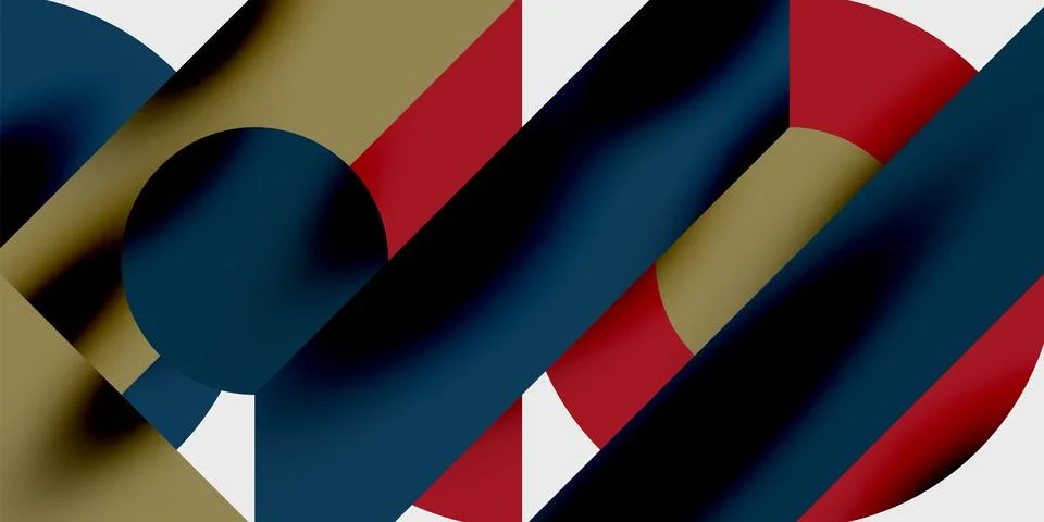 Modern abstract background featuring circles, lines, and triangles in a dynamic Stock Illustration
