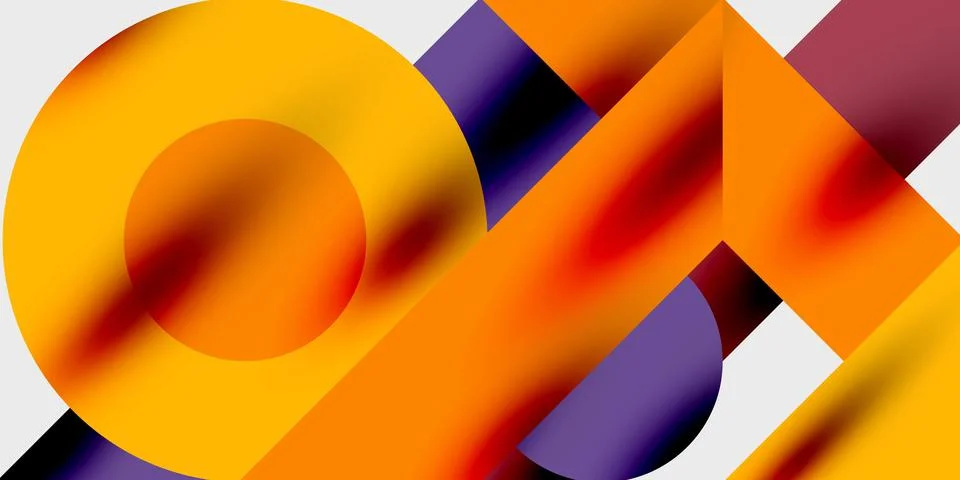 Modern abstract background featuring circles, lines, and triangles in a dynamic イラスト素材