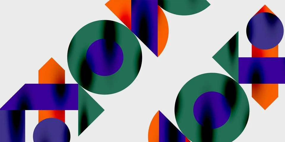 Modern abstract background featuring circles, lines, and triangles in a dynamic Illustrazione stock