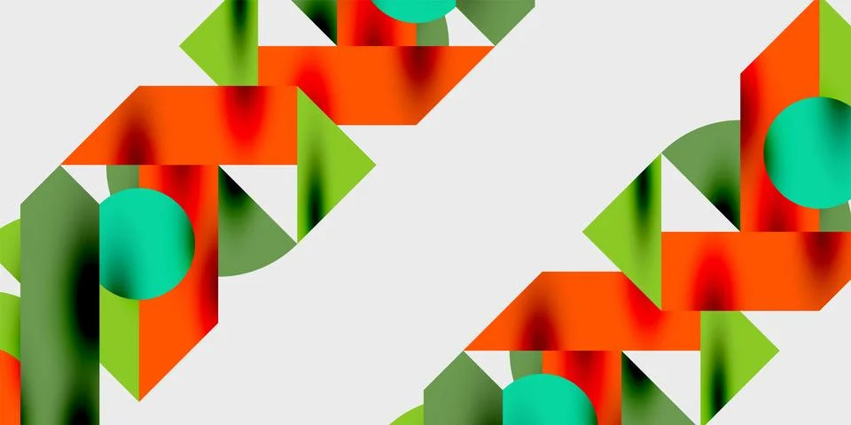 Modern abstract background featuring circles, lines, and triangles in a dynamic 스톡 일러스트