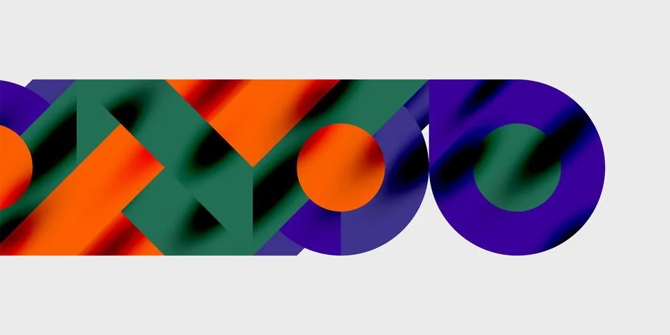 Modern abstract background featuring circles, lines, and triangles in a dynamic Illustrazione stock