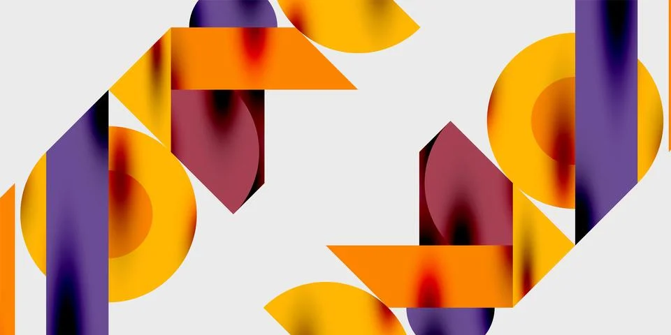 Modern abstract background featuring circles, lines, and triangles in a dynamic Stock Illustration