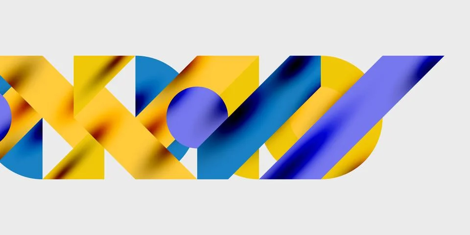 Modern abstract background featuring circles, lines, and triangles in a dynamic Stock Illustration