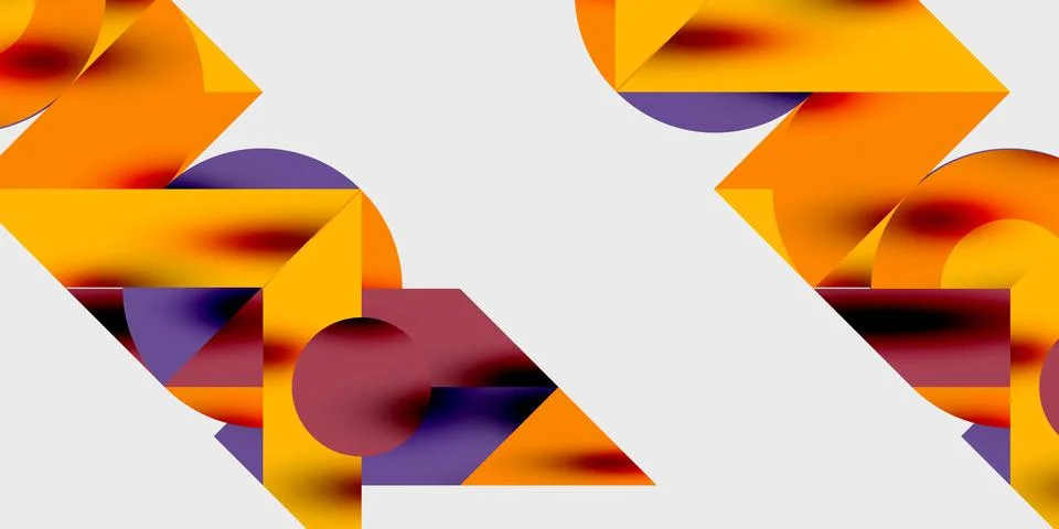 Modern abstract background featuring circles, lines, and triangles in a dynamic Stock Illustration