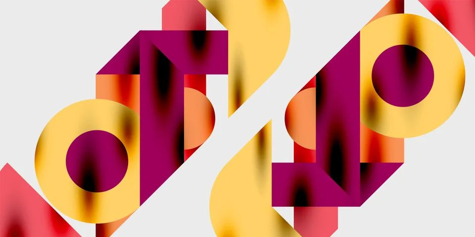 Modern abstract background featuring circles, lines, and triangles in a dynam 库存插图