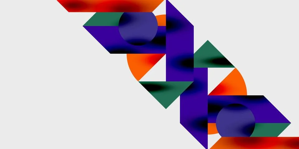 Modern abstract background featuring circles, lines, and triangles in a dynamic Stock Illustration