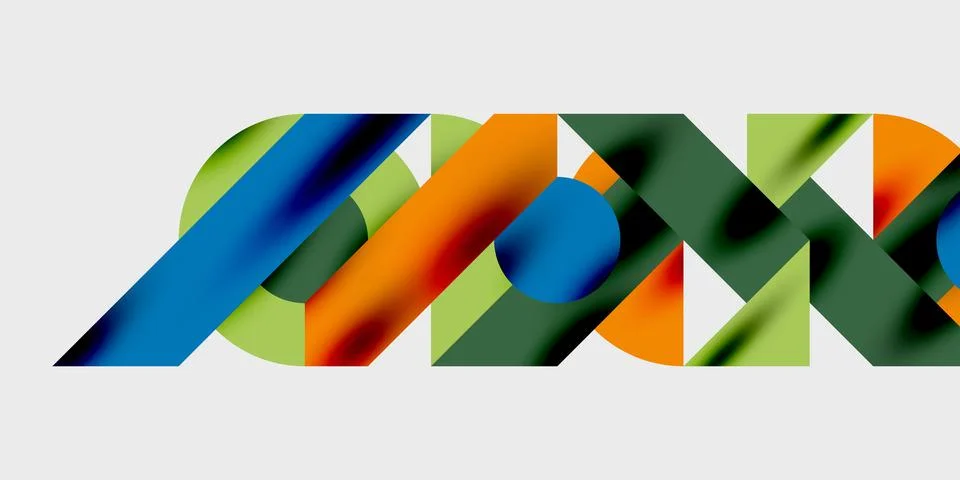 Modern abstract background featuring circles, lines, and triangles in a dynamic Illustrazione stock