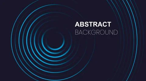 Modern abstract background featuring glowing blue concentric circles on a d.. Stock Illustration