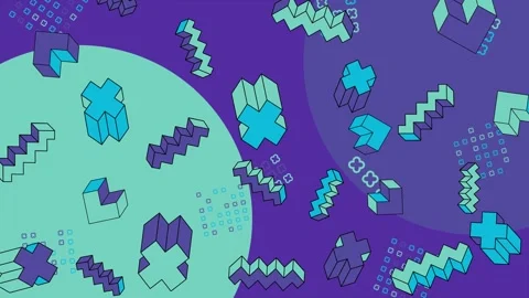 Modern abstract background filled with geometric shapes and elements seamless 4k Stock Footage 304943120