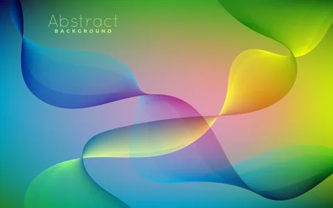 Modern abstract background with flowing blue and green ribbons of light art. Illustrazione stock
