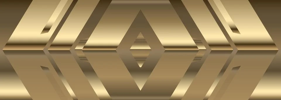 Modern abstract background with golden gradient, chrome rhombus and polish gold Stock Illustration
