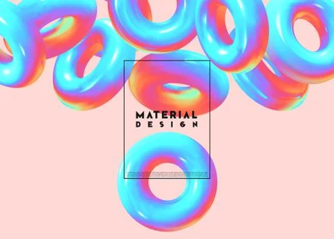 Modern abstract background. Gradient colorful composition 3d shapes ring Stock Illustration