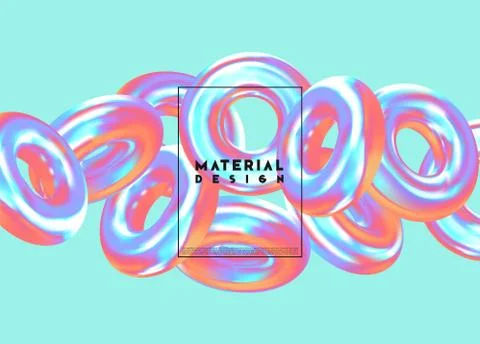 Modern abstract background. Gradient colorful composition 3d shapes ring Stock Illustration