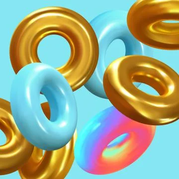 Modern abstract background. Gradient colorful composition 3d shapes ring Illustrazione stock