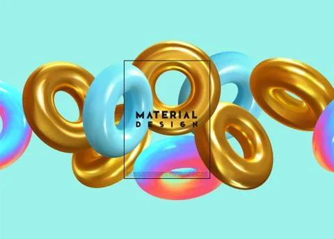 Modern abstract background. Gradient colorful composition 3d shapes ring Stock Illustration