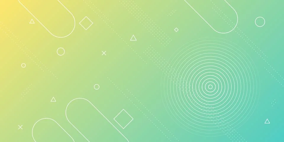 Modern abstract background with memphis elements in yellow and green gradients a Stock Illustration