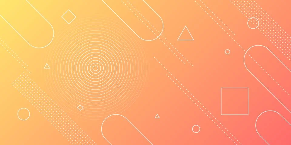 Modern abstract background with memphis elements in yellow and orange gradients  Stock Illustration