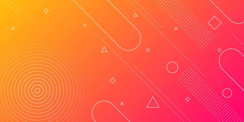 Modern abstract background with memphis elements in red and orange gradients and Stock Illustration
