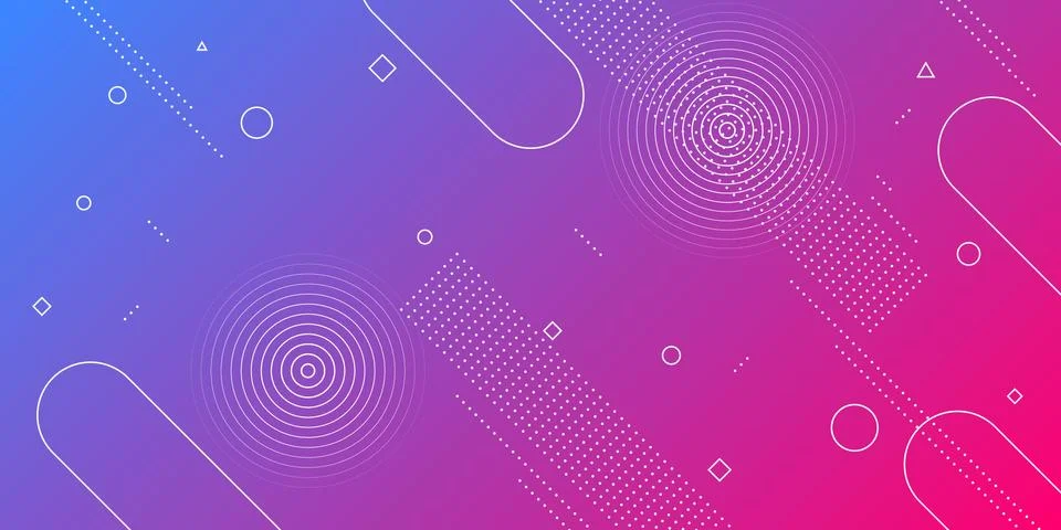 Modern abstract background with memphis elements in blue and purple gradients an Stock Illustration