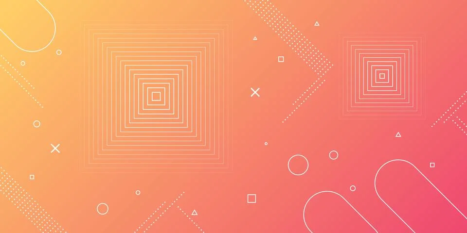 Modern abstract background with memphis elements in red and orange gradients Stock Illustration