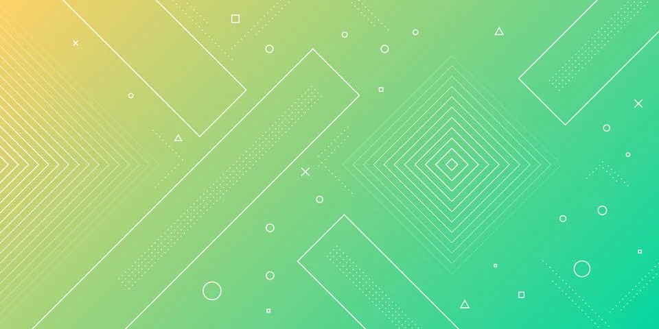 Modern abstract background with memphis elements in yellow and green gradients Stock Illustration