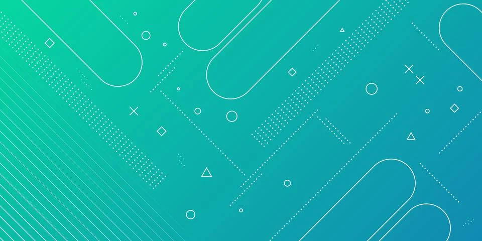 Modern abstract background with memphis elements in green and blue gradients Stock Illustration