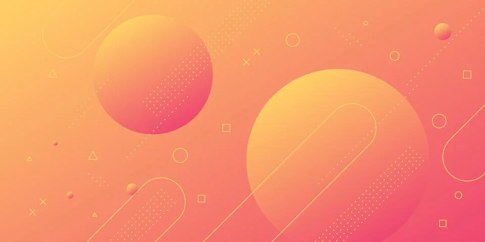 Modern abstract background with memphis elements in red and orange gradients and Stock Illustration