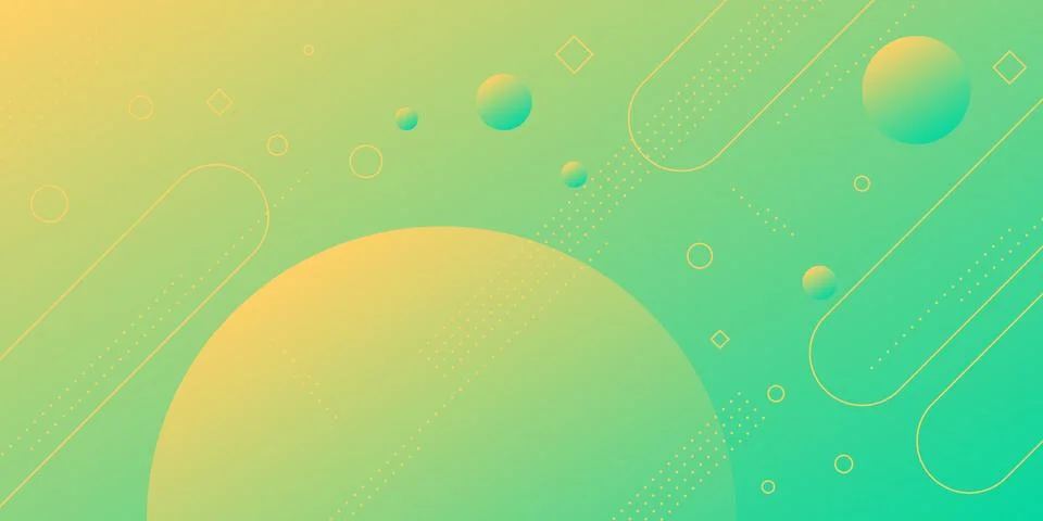 Modern abstract background with memphis elements in yellow and green gradients a Stock Illustration