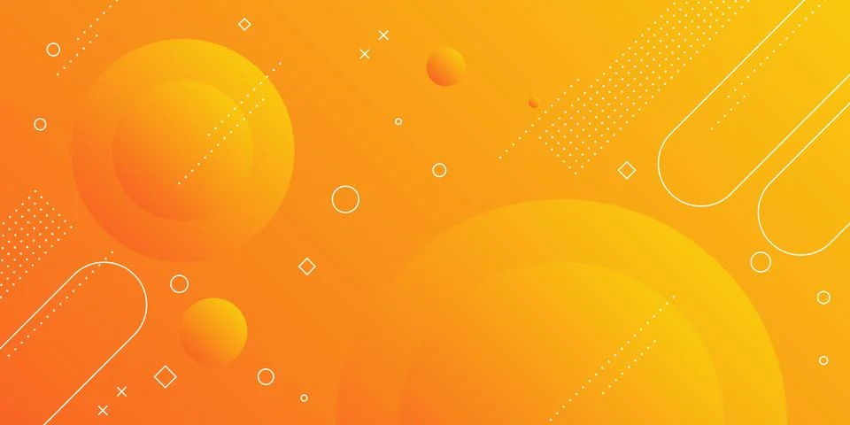 Modern abstract background with memphis elements in yellow and orange gradients  Stock Illustration