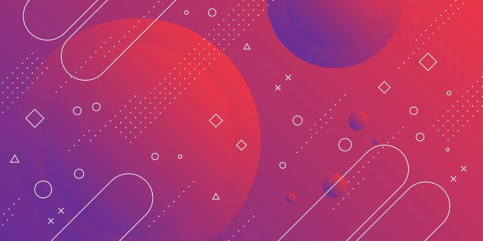 Modern abstract background with memphis elements in blue and purple gradients an Stock Illustration