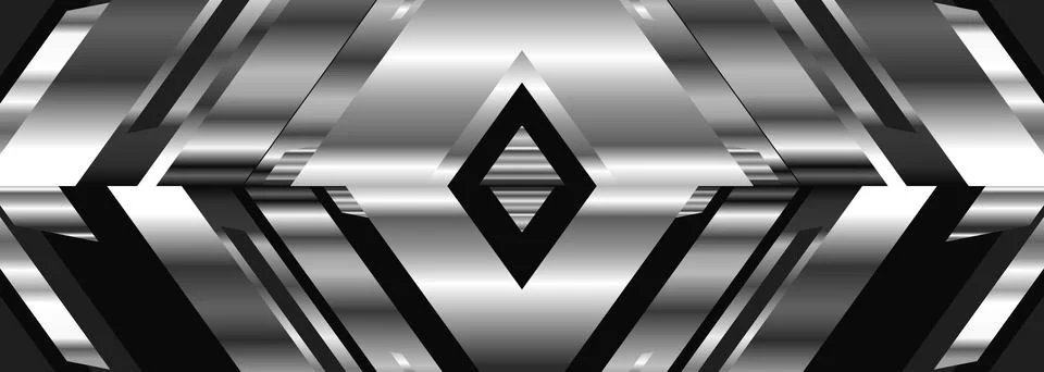 Modern abstract background with metallic gradient, chrome rhombus and polish Stock Illustration
