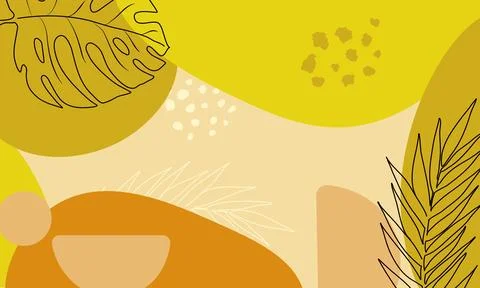 Modern abstract background with shapes and tropical leaves. Bohemian Stock Illustration