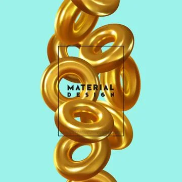 Modern abstract background. Shapes composition 3d gold ring Illustrazione stock