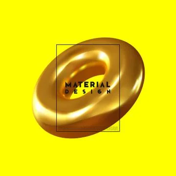 Modern abstract background. Shapes composition 3d gold ring Stock Illustration