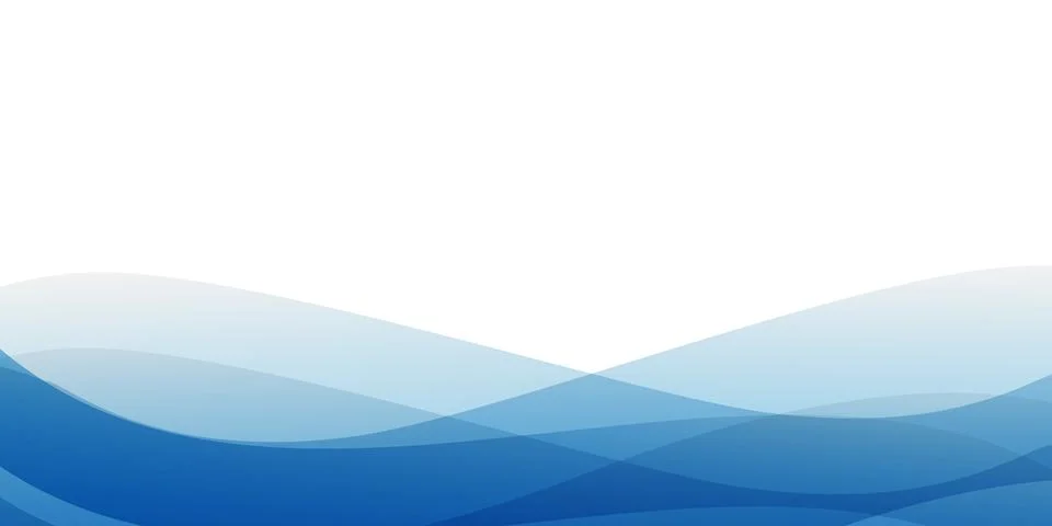 Modern abstract background with translucent blue waves flowing horizontally.. Stock Illustration