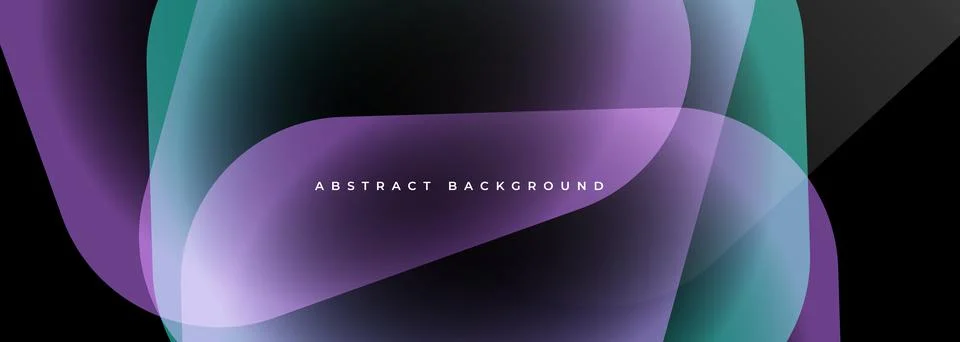 Modern abstract banner with overlapping translucent purple, teal, and black Stock Illustration