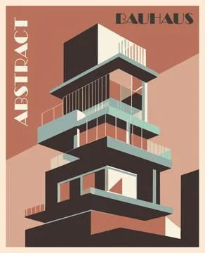 Modern Abstract Bauhaus style vector art poster. Illustrazione stock