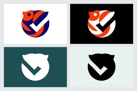 Modern Abstract Bird and Checkmark Logo Design Stock Illustration