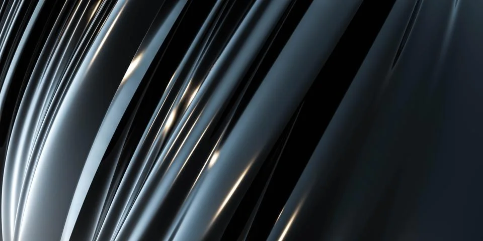 Modern abstract black surface reflection with curves 3d render illustration Stock Illustration