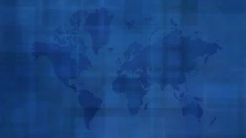 Modern abstract blue background displays a translucent world map and subtle Stock Footage 345375513