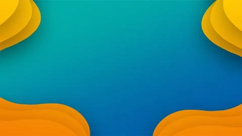 Modern abstract blue gradient background with yellow and orange layered pap.. Illustrazione stock