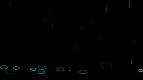 Modern abstract blue neon digital rain with ripple circles on black background Vídeos de archivo 334641350