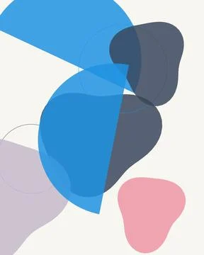 Modern Abstract Boho Shapes Background with Blue and Pink Organic Elements .. Stock Illustration