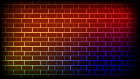 Modern abstract brick wall background with vibrant colorful neon rainbow イラスト素材