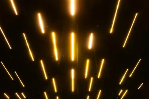Modern abstract ceiling linear neon light lines background Stock Photos