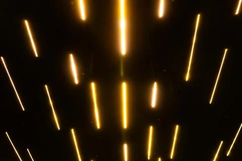 Modern abstract ceiling linear neon light lines background Stock Photos