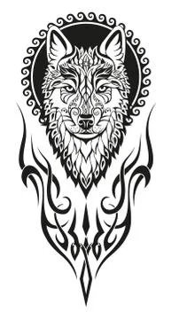 Modern abstract character wolf head. Stock Illustration